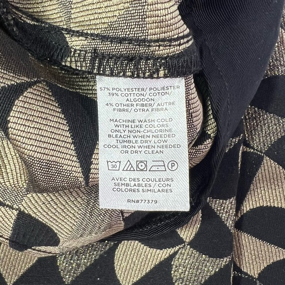Ann Taylor Flared Ankle Pant in Geo Jacquard - black/gold, size 12/L - Picture 5 of 11
